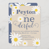 Onederful Daisy Eerste Verjaardag uitnodiging (Voorkant / Achterkant)