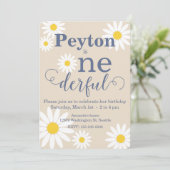 Onederful Daisy Eerste Verjaardag uitnodiging (Staand voorkant)