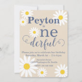 Onederful Daisy Eerste Verjaardag uitnodiging (Voorkant)