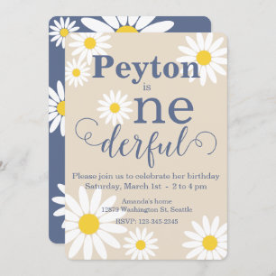 Onederful Daisy Eerste Verjaardag uitnodiging