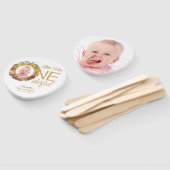 Onederful Eerste Verjaardag Floral Foto Roos krans Handwaaier (Niet-gemonteerd)