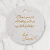 Onederful Eerste Verjaardag Foto Roos Krans Bloeme Bedankjes Labels (Achterkant)