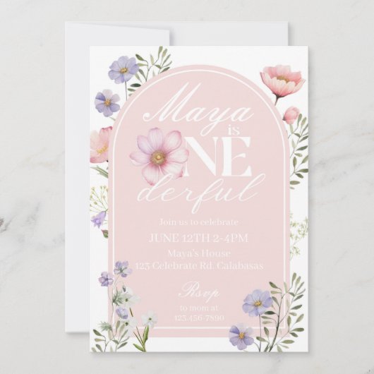 ONEderful, Eerste Verjaardag, Meisje verjaardagsui Kaart (Voorkant)