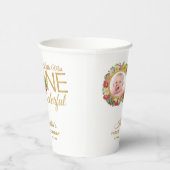 Onederful Eerste Verjaardagsfoto in Roos Wreath Go Papieren Bekers (Rechts)