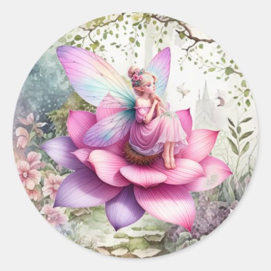 Onederful Fairy Enchanted Forest Verjaardag Sticke Ronde Sticker (Voorkant)