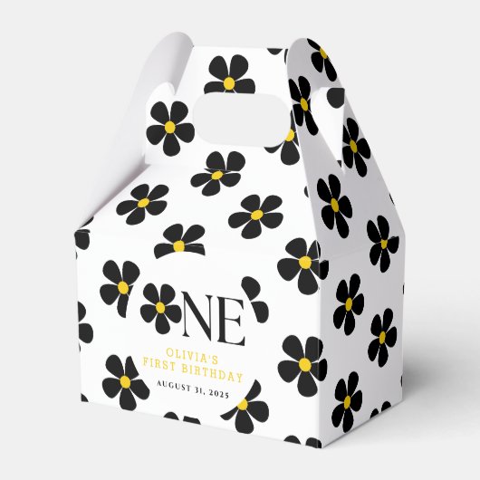 Onederful Floral 1e verjaardagsfeestje Bedankdoosjes (Voorkant Zijde)