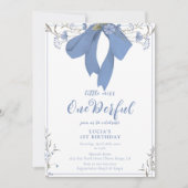 Onederful Floral Coquette Bow Meisje 1e Verjaardag Kaart (Voorkant)