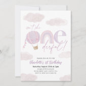 Onederful Heel Luchtballon Paarse Meisje 1e Verjaa Kaart (Voorkant)