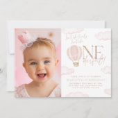 Onederful Hete Luchtballon 1e Verjaardag Foto Kaart (Voorkant)