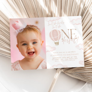 Onederful Hete Luchtballon 1e Verjaardag Foto Kaart