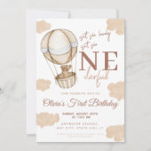 Onederful Hete Luchtballon 1e Verjaardag Kaart (Voorkant)