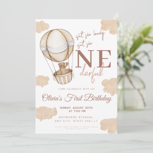 Onederful Hete Luchtballon 1e Verjaardag Kaart (Staand voorkant)