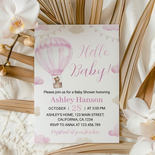 Onederful Hete Luchtballon Baby shower Invitation Kaart