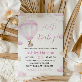Onederful Hete Luchtballon Baby shower Invitation Kaart