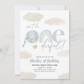 Onederful Hete Luchtballon Blauwe Jongen 1e Verjaa Kaart (Voorkant)