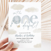 Onederful Hete Luchtballon Blauwe Jongen 1e Verjaa Kaart