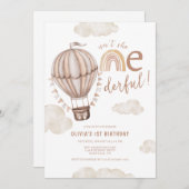 ONEderful Hete Luchtballon Boho Eerste 1e Verjaard Kaart (Voorkant / Achterkant)