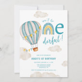 ONEderful Hete Luchtballon Boho Eerste 1e Verjaard Kaart (Voorkant)