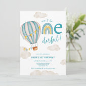 ONEderful Hete Luchtballon Boho Eerste 1e Verjaard Kaart (Staand voorkant)