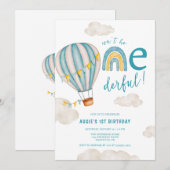 ONEderful Hete Luchtballon Boho Eerste 1e Verjaard Kaart (Voorkant / Achterkant)