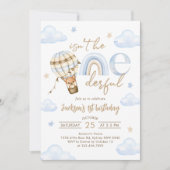 Onederful Hete Luchtballon Regenboog Jongen 1e Ver Kaart (Voorkant)