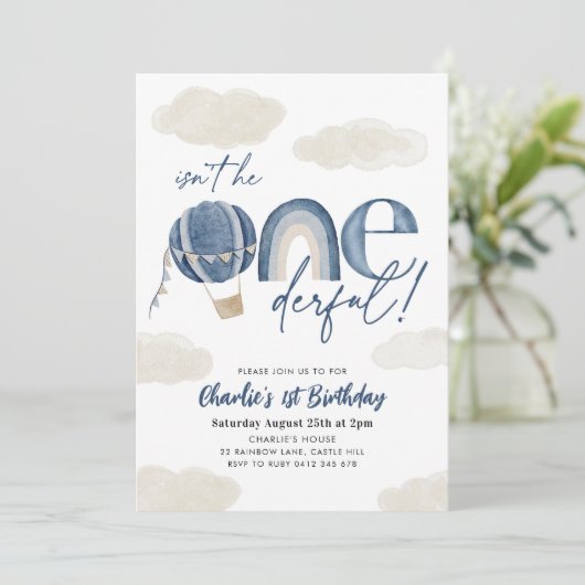 Onederful Hete Luchtballon Regenboog Jongen 1e Ver Kaart