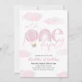 Onederful Hete Luchtballon Roze Meisje's 1e Verjaa Kaart (Voorkant)