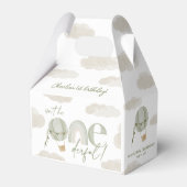 Onederful Hete Luchtballon Sage Groen 1e Verjaarda Bedankdoosjes (Voorkant Zijde)