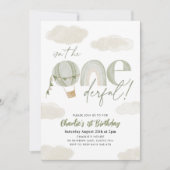 Onederful Hete Luchtballon Sage Jongen 1e Verjaard Kaart (Voorkant)