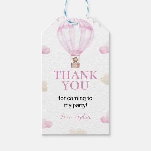 Onederful Hete Luchtballon Verjaardag Dank u Label Cadeaulabel (Voorkant)