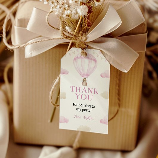 Onederful Hete Luchtballon Verjaardag Dank u Label Cadeaulabel