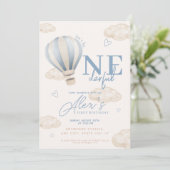 Onederful Hot Air Ballon 1e verjaardag Uitnodiging (Staand voorkant)