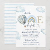 Onederful Hot Air Balloon Boy 1st Birthday Kaart (Voorkant / Achterkant)