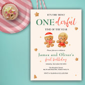 Onederful Joint Christmas Twins Jongens 1e Verjaar Kaart