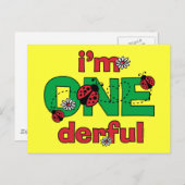 ONEderful Ladybug 1st Birthday Briefkaart (Voorkant / Achterkant)