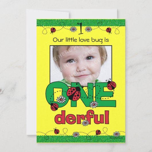 ONEderful Ladybug 1st Birthday Custom Invitations Kaart (Voorkant)
