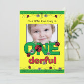 ONEderful Ladybug 1st Birthday Custom Invitations Kaart (Staand voorkant)