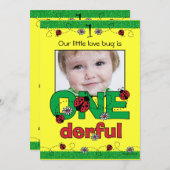 ONEderful Ladybug 1st Birthday Custom Invitations Kaart (Voorkant / Achterkant)
