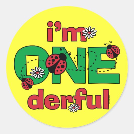 ONEderful Ladybug 1st Birthday Ronde Sticker (Voorkant)
