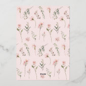 Onederful meisje 1e verjaardag Wildflower foto gou Folie Uitnodiging (Achterkant)