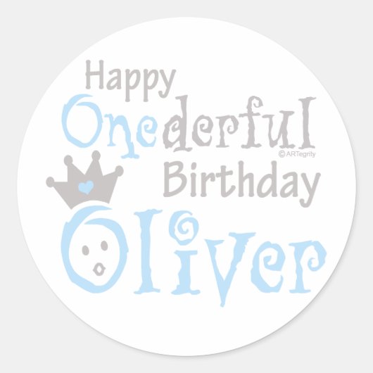 ONEderful Oliver Ronde Sticker (Voorkant)
