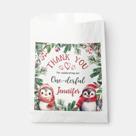 ONEderful | Pinguïn Kerstmis 1e Verjaardag Bedankzakje (Voorkant)