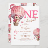 Onederful Pink Boho 1e verjaardag Uitnodiging (Voorkant / Achterkant)