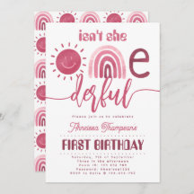 Onederful Pink Rainbow Sunshine Virtuele verjaarda