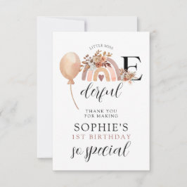 Onederful Rainbow Girl's Birthday Bedankkaart