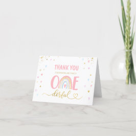 ONEderful regenboog pastel meisje 1st Verjaardagsf Bedankkaart