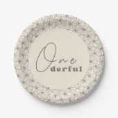 Onederful Retro Daisy Meisjes 1e Verjaardagsfeest Papieren Bordje (Voorkant)