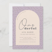 Onederful Retro Daisy Meisjes Paarse 1e Verjaardag Kaart (Voorkant)