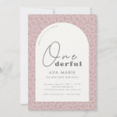 Onederful Retro Daisy Meisjes Roze 1e Verjaardag Kaart (Voorkant)