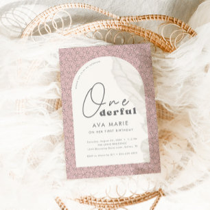 Onederful Retro Daisy Meisjes Roze 1e Verjaardag Kaart